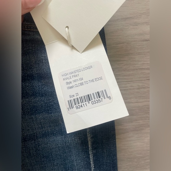 Mother high waisted looker distressed ankle fray denim jeans in dark wash - Picture 6 of 7